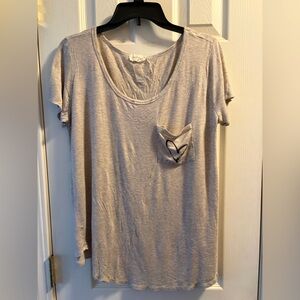 Tan Women's Scoop Neck Pocket Tee